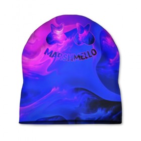 Шапка 3D с принтом Marshmello в городе Новоалтайск, 100% полиэстер | универсальный размер, печать по всей поверхности изделия | christopher comstock | dj | marshmello | music | диджей | клубная музыка | клубняк | крис комсток | логотип | маршмеллоу | музыка