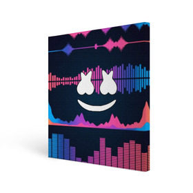 Холст квадратный с принтом Marshmello в городе Новоалтайск, 100% ПВХ |  | christopher comstock | dj | marshmello | music | диджей | клубная музыка | клубняк | крис комсток | логотип | маршмеллоу | музыка
