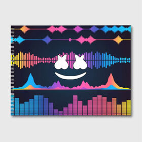 Альбом для рисования с принтом Marshmello в городе Новоалтайск, 100% бумага
 | матовая бумага, плотность 200 мг. | Тематика изображения на принте: christopher comstock | dj | marshmello | music | диджей | клубная музыка | клубняк | крис комсток | логотип | маршмеллоу | музыка