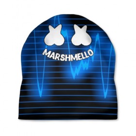 Шапка 3D с принтом Marshmello в городе Новоалтайск, 100% полиэстер | универсальный размер, печать по всей поверхности изделия | christopher comstock | dj | marshmello | music | диджей | клубная музыка | клубняк | крис комсток | логотип | маршмеллоу | музыка