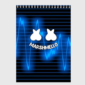 Скетчбук с принтом Marshmello в городе Новоалтайск, 100% бумага
 | 48 листов, плотность листов — 100 г/м2, плотность картонной обложки — 250 г/м2. Листы скреплены сверху удобной пружинной спиралью | christopher comstock | dj | marshmello | music | диджей | клубная музыка | клубняк | крис комсток | логотип | маршмеллоу | музыка