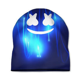 Шапка 3D с принтом Marshmello в городе Новоалтайск, 100% полиэстер | универсальный размер, печать по всей поверхности изделия | christopher comstock | dj | marshmello | music | диджей | клубная музыка | клубняк | крис комсток | логотип | маршмеллоу | музыка