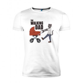 Мужская футболка премиум с принтом Walking dad Гуляющий папа в городе Новоалтайск, 92% хлопок, 8% лайкра | приталенный силуэт, круглый вырез ворота, длина до линии бедра, короткий рукав | birdborn | дети | детское | дочь | иллюстратор | кот | коты | мама | папа | ребёнок | родители | сериал | сын | ходячие мертвецы | юмор