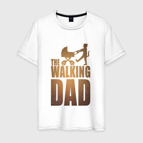 Мужская футболка хлопок с принтом Walking dad\Гуляющий папа в городе Новоалтайск, 100% хлопок | прямой крой, круглый вырез горловины, длина до линии бедер, слегка спущенное плечо. | birdborn | дети | детское | дочь | иллюстратор | кот | коты | мама | папа | ребёнок | родители | сериал | сын | ходячие мертвецы | юмор