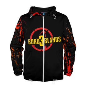 Мужская ветровка 3D с принтом BORDERLANDS 3 в городе Новоалтайск, 100% полиэстер | подол и капюшон оформлены резинкой с фиксаторами, два кармана без застежек по бокам, один потайной карман на груди | 2k | apocalypsis | borderlands | borderlands 3 | fanstastic | game | logo | pandora | play | апокалипсис | бордерлендс | игра | лого | пандора | фантастика