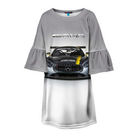 Детское платье 3D с принтом AMG Motorsport в городе Новоалтайск, 100% полиэстер | прямой силуэт, чуть расширенный к низу. Круглая горловина, на рукавах — воланы | amg | car | mercedes benz | mersedes | motorsport | power | race | автомобиль | автоспорт | гонка | мерседес | мощь