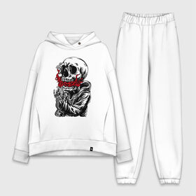 Женский костюм хлопок Oversize с принтом Пламя в городе Новоалтайск,  |  | canopy | fire | flame | gesture | grin | jaw | skeleton | skull | teeth | балдахин | жест | зубы | огонь | оскал | пламя | скелет | череп