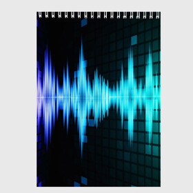 Скетчбук с принтом neon music в городе Новоалтайск, 100% бумага
 | 48 листов, плотность листов — 100 г/м2, плотность картонной обложки — 250 г/м2. Листы скреплены сверху удобной пружинной спиралью | Тематика изображения на принте: music | абстракция | книга | листы | музыка | музыкальный | ноты | произведение | страница | тетрадь | эквалайзер | электро