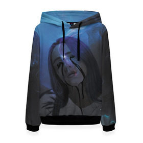 Женская толстовка 3D с принтом Billie Eilish в городе Новоалтайск, 100% полиэстер  | двухслойный капюшон со шнурком для регулировки, мягкие манжеты на рукавах и по низу толстовки, спереди карман-кенгуру с мягким внутренним слоем. | billie eilish | lovely | music | ocean eyes | pop | билли айлиш | девушка | музыка | океан | поп | эйлиш | элиш