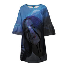 Детское платье 3D с принтом Billie Eilish в городе Новоалтайск, 100% полиэстер | прямой силуэт, чуть расширенный к низу. Круглая горловина, на рукавах — воланы | billie eilish | lovely | music | ocean eyes | pop | билли айлиш | девушка | музыка | океан | поп | эйлиш | элиш