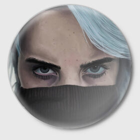Значок с принтом Billie`s eyes в городе Новоалтайск,  металл | круглая форма, металлическая застежка в виде булавки | billie eilish | lovely | music | ocean eyes | pop | билли айлиш | девушка | музыка | океан | поп | эйлиш | элиш