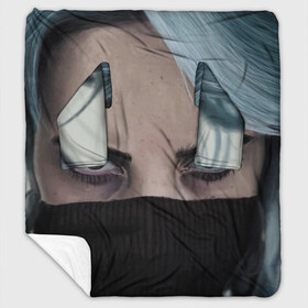 Плед с рукавами с принтом Billies eyes в городе Новоалтайск, 100% полиэстер | Закругленные углы, все края обработаны. Ткань не мнется и не растягивается. Размер 170*145 | billie eilish | lovely | music | ocean eyes | pop | билли айлиш | девушка | музыка | океан | поп | эйлиш | элиш