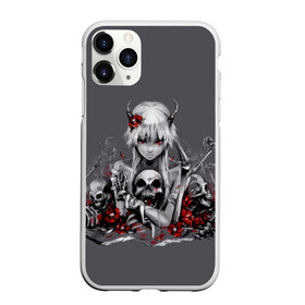 Чехол для iPhone 11 Pro Max матовый с принтом Girl & Death в городе Новоалтайск, Силикон |  | Тематика изображения на принте: bones | eyes | flower | girl | horns | ribbon | skeleton | skull | view | взгляд | девочка | лента.глаза | рога | скелет | цветок | череп.кости