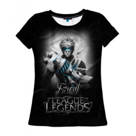 Женская футболка 3D с принтом League of Legends, Ezreal в городе Новоалтайск, 100% полиэфир ( синтетическое хлопкоподобное полотно) | прямой крой, круглый вырез горловины, длина до линии бедер | ezreal | league of legends | lol | игры | киберспорт | компьютерные игры | лига легенд | эзреаль