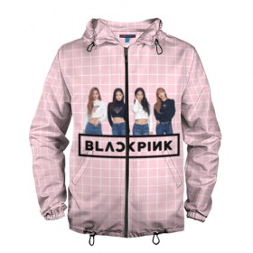 Мужская ветровка 3D с принтом Black Pink 2019 в городе Новоалтайск, 100% полиэстер | подол и капюшон оформлены резинкой с фиксаторами, два кармана без застежек по бокам, один потайной карман на груди | Тематика изображения на принте: 2019 | black | black pink | k pop | kill | kill this love | korea | logo | music | pink | pop | блек пинк | блэк пинк | газета | девушки | кпоп | лого | музыка | надпись | розовый
