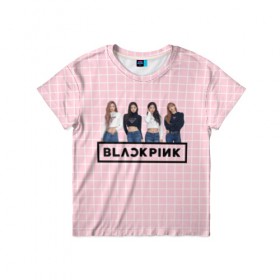 Детская футболка 3D с принтом Black Pink 2019 в городе Новоалтайск, 100% гипоаллергенный полиэфир | прямой крой, круглый вырез горловины, длина до линии бедер, чуть спущенное плечо, ткань немного тянется | Тематика изображения на принте: 2019 | black | black pink | k pop | kill | kill this love | korea | logo | music | pink | pop | блек пинк | блэк пинк | газета | девушки | кпоп | лого | музыка | надпись | розовый