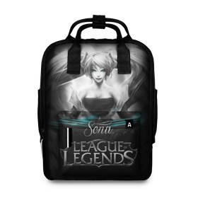 Женский рюкзак 3D с принтом League of Legends, Sona в городе Новоалтайск, 100% полиэстер | лямки с регулируемой длиной, сверху ручки, чтобы рюкзак нести как сумку. Основное отделение закрывается на молнию, как и внешний карман. Внутри два дополнительных кармана, один из которых закрывается на молнию. По бокам два дополнительных кармашка, куда поместится маленькая бутылочка
 | league of legends | lol | sona | игры | киберспорт | компьютерные игры | лига легенд | сона