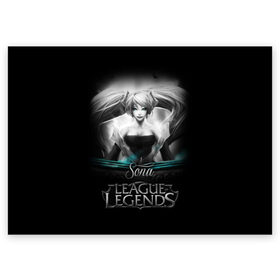 Поздравительная открытка с принтом League of Legends, Sona в городе Новоалтайск, 100% бумага | плотность бумаги 280 г/м2, матовая, на обратной стороне линовка и место для марки
 | league of legends | lol | sona | игры | киберспорт | компьютерные игры | лига легенд | сона