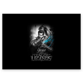 Поздравительная открытка с принтом League of Legends, Yasuo в городе Новоалтайск, 100% бумага | плотность бумаги 280 г/м2, матовая, на обратной стороне линовка и место для марки
 | league of legends | lol | yasuo | игры | киберспорт | компьютерные игры | лига легенд | ясуо