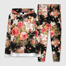 Женский костюм 3D с принтом Лилии и розы в городе Новоалтайск,  |  | art | bouquet | field | flowers | leaves | lilies | painting | pattern | petals | roses | stems | watercolor | акварель | букет | живопись | искусство | лепестки | лилии | листья | полевые | розы | узор | цветы