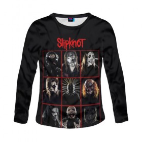Женский лонгслив 3D с принтом Slipknot-Alltogether в городе Новоалтайск, 100% полиэстер | длинные рукава, круглый вырез горловины, полуприлегающий силуэт | band | group | metal | rock | slipknot | группа | метал | рок | слипнот