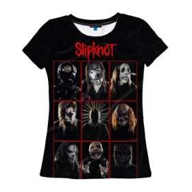 Женская футболка 3D с принтом Slipknot-Alltogether в городе Новоалтайск, 100% полиэфир ( синтетическое хлопкоподобное полотно) | прямой крой, круглый вырез горловины, длина до линии бедер | band | group | metal | rock | slipknot | группа | метал | рок | слипнот
