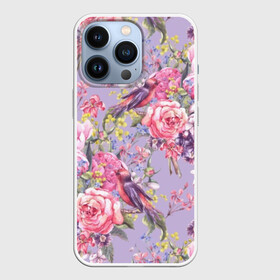 Чехол для iPhone 13 Pro с принтом Лилии и розы в городе Новоалтайск,  |  | Тематика изображения на принте: art | background | birds | bouquet | hyacinths | leaves | lilac | mimosa | painting | pattern | peonies | petals | roses | stems | watercolor | wildflowers | акварель | букет | гиацинты | живопись | искусство | лепестки | листья | мимоза | пионы | полевые