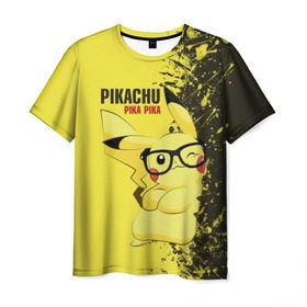 Мужская футболка 3D с принтом Pikachu Pika Pika в городе Новоалтайск, 100% полиэфир | прямой крой, круглый вырез горловины, длина до линии бедер | pika | pikachu | аниме | детская | детям | игры | молния | мышка | мышь | пика | пикачу | покемон | покемоны