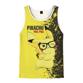 Мужская майка 3D с принтом Pikachu Pika Pika в городе Новоалтайск, 100% полиэстер | круглая горловина, приталенный силуэт, длина до линии бедра. Пройма и горловина окантованы тонкой бейкой | pika | pikachu | аниме | детская | детям | игры | молния | мышка | мышь | пика | пикачу | покемон | покемоны