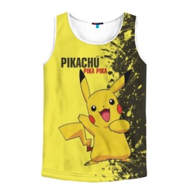 Мужская майка 3D с принтом Pikachu Pika Pika в городе Новоалтайск, 100% полиэстер | круглая горловина, приталенный силуэт, длина до линии бедра. Пройма и горловина окантованы тонкой бейкой | pika | pikachu | аниме | детская | детям | игры | молния | мышка | мышь | пика | пикачу | покемон | покемоны
