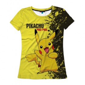 Женская футболка 3D с принтом Pikachu Pika Pika в городе Новоалтайск, 100% полиэфир ( синтетическое хлопкоподобное полотно) | прямой крой, круглый вырез горловины, длина до линии бедер | pika | pikachu | аниме | детская | детям | игры | молния | мышка | мышь | пика | пикачу | покемон | покемоны
