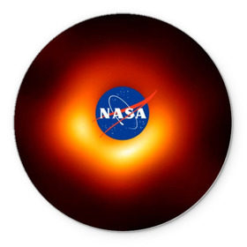 Коврик круглый с принтом Черная дыра NASA в городе Новоалтайск, резина и полиэстер | круглая форма, изображение наносится на всю лицевую часть | nasa | астрономия | горизонт событий | космос | наса | черная дыра