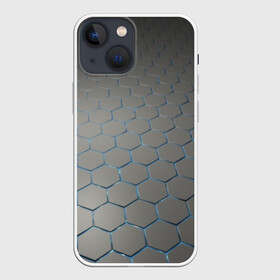 Чехол для iPhone 13 mini с принтом СТАЛЬНЫЕ ГРАНИ в городе Новоалтайск,  |  | abstraction | geometry | hexagon | techno | абстракция | броня | геометрия | краски | неон | неоновый | сетка | соты | стальная броня | текстура | шестигранники