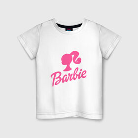Детская футболка хлопок с принтом Barbie в городе Новоалтайск, 100% хлопок | круглый вырез горловины, полуприлегающий силуэт, длина до линии бедер | barbara | barbie | beauty | doll | girl | idol | perfect | pink | pop | toy | usa | woman | барбара | барби | девушка | игрушка | кукла | поп идол | розовый | силуэт | сша