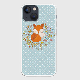 Чехол для iPhone 13 mini с принтом Лисичка в цветах в городе Новоалтайск,  |  | Тематика изображения на принте: fox | foxed | арт | лис | лиса | лисенок | лисичка | пушистик | рыжая | рыжмй хвост