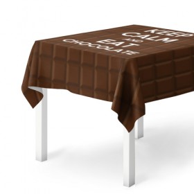 Скатерть 3D с принтом Keep calm and eat chocolate в городе Новоалтайск, 100% полиэстер (ткань не мнется и не растягивается) | Размер: 150*150 см | Тематика изображения на принте: and | call | chocolate | eat | font | inscription | keep calm | keyboard | keys | motto | slogan | text | девиз | ешь | и | клавиатура | клавиши | лозунг | надпись | призыв | сохраняйте | спокойствие | текст | шоколад | шрифт