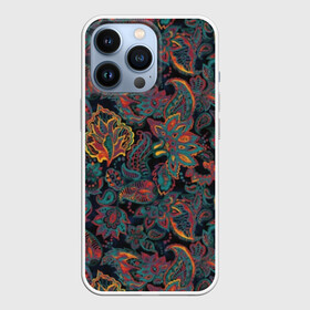 Чехол для iPhone 13 Pro с принтом Узор пейсли в городе Новоалтайск,  |  | Тематика изображения на принте: abstraction | art | batik | flowers | indian | leaves | painting | paisley | pattern | plants | tulips | watercolor | абстракция | акварель | батик | живопись | индийский | искусство | листья | пейсли | растения | тюльпаны | узор | цветы