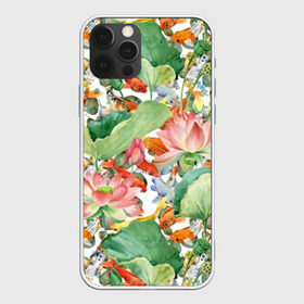 Чехол для iPhone 12 Pro Max с принтом Карпы кои в городе Новоалтайск, Силикон |  | art | carps | fish | flower | gold | japanese | koi | leaves | lotus | painting | pattern | petals | pond | stems | water | вода | живопись | золотая | искусство | карпы | кои | лепестки | листья | лотос | пруд | рыбка | узор | цветок | японская