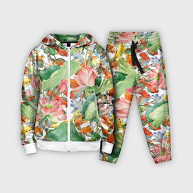Детский костюм 3D с принтом Карпы кои в городе Новоалтайск,  |  | art | carps | fish | flower | gold | japanese | koi | leaves | lotus | painting | pattern | petals | pond | stems | water | вода | живопись | золотая | искусство | карпы | кои | лепестки | листья | лотос | пруд | рыбка | узор | цветок | японская