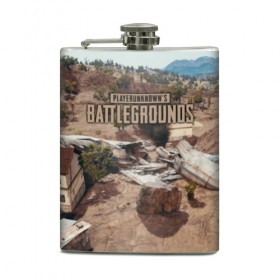 Фляга с принтом PUBG в городе Новоалтайск, металлический корпус | емкость 0,22 л, размер 125 х 94 мм. Виниловая наклейка запечатывается полностью | Тематика изображения на принте: 