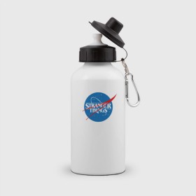Бутылка спортивная с принтом STRANGER THINGS NASA в городе Новоалтайск, металл | емкость — 500 мл, в комплекте две пластиковые крышки и карабин для крепления | 011 | eleven | friends don t lie | nasa | netflix | season 3 | stranger things | демогоргон | наса | нетфликс | одиннадцатая | очень странные дела | сезон 3 | сериалы