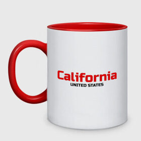 Кружка двухцветная с принтом USA - California в городе Новоалтайск, керамика | объем — 330 мл, диаметр — 80 мм. Цветная ручка и кайма сверху, в некоторых цветах — вся внутренняя часть | Тематика изображения на принте: america | california | california city | california republic | usa | америка | калифорния | соединенные штаты | сша | штат