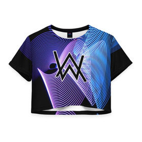 Женская футболка Cropp-top с принтом alan walker в городе Новоалтайск, 100% полиэстер | круглая горловина, длина футболки до линии талии, рукава с отворотами | alan walker | club | music | клуб | клубная музыка | клубняк