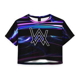 Женская футболка Cropp-top с принтом alan walker в городе Новоалтайск, 100% полиэстер | круглая горловина, длина футболки до линии талии, рукава с отворотами | alan walker | club | music | клуб | клубная музыка | клубняк