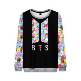 Мужской свитшот 3D с принтом BTS BT21 в городе Новоалтайск, 100% полиэстер с мягким внутренним слоем | круглый вырез горловины, мягкая резинка на манжетах и поясе, свободная посадка по фигуре | bangtan boys | bt21 | bts | bts army | bts stickers | j hope | jimin | jin | jungkook | k pop | rap monster | rapmon | suga | v | бтс | корея | стикеры bts