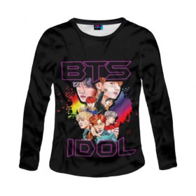 Женский лонгслив 3D с принтом BTS ARMY в городе Новоалтайск, 100% полиэстер | длинные рукава, круглый вырез горловины, полуприлегающий силуэт | bangtan | boy | j hope | jimin | jin | jungkook | korea | luv | rm | suga | v | with | бтс | кей | поп