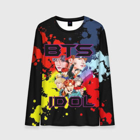 Мужской лонгслив 3D с принтом BTS Pop art в городе Новоалтайск, 100% полиэстер | длинные рукава, круглый вырез горловины, полуприлегающий силуэт | bangtan | boy | j hope | jimin | jin | jungkook | korea | luv | rm | suga | v | with | бтс | кей | поп