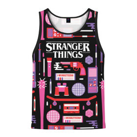 Мужская майка 3D с принтом STRANGER THINGS STARTER PACK в городе Новоалтайск, 100% полиэстер | круглая горловина, приталенный силуэт, длина до линии бедра. Пройма и горловина окантованы тонкой бейкой | 11 | eleven | logo | netflix | pack | starter | stranger | things | дела | крайне | лого | логотип | одинадцать | одиннадцать | очень | пак | события | стартер | странные | стренджер