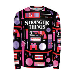 Мужской лонгслив 3D с принтом STRANGER THINGS STARTER PACK в городе Новоалтайск, 100% полиэстер | длинные рукава, круглый вырез горловины, полуприлегающий силуэт | 11 | eleven | logo | netflix | pack | starter | stranger | things | дела | крайне | лого | логотип | одинадцать | одиннадцать | очень | пак | события | стартер | странные | стренджер