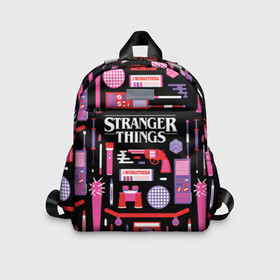 Детский рюкзак 3D с принтом STRANGER THINGS STARTER PACK в городе Новоалтайск, 100% полиэстер | лямки с регулируемой длиной, сверху петелька, чтобы рюкзак можно было повесить на вешалку. Основное отделение закрывается на молнию, как и внешний карман. Внутри дополнительный карман. По бокам два дополнительных кармашка | 11 | eleven | logo | netflix | pack | starter | stranger | things | дела | крайне | лого | логотип | одинадцать | одиннадцать | очень | пак | события | стартер | странные | стренджер